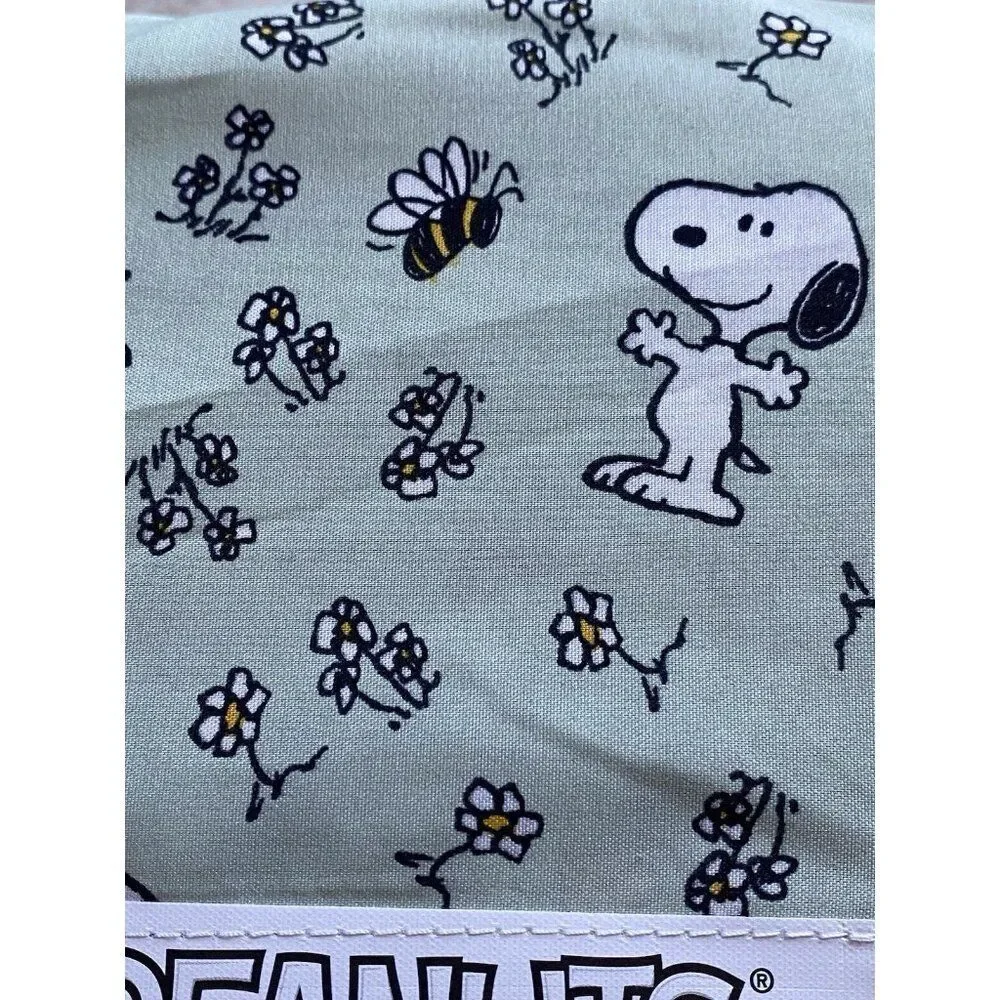 Peanuts Snoopy Spring‎ Bees Flowers Floral QUEEN Sz Sheet Set Soft Green NEW